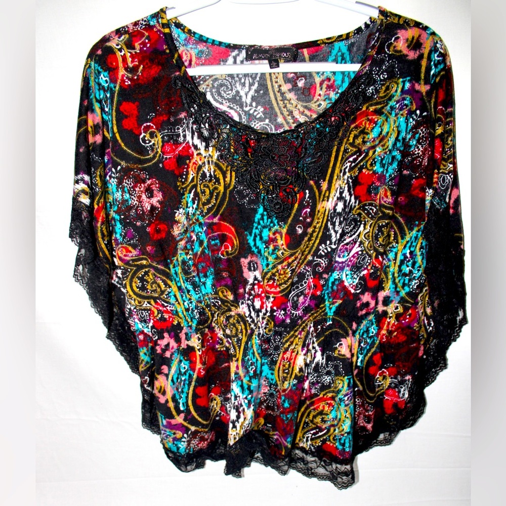 Almost Famous Top Blouse Multicolor Batwing